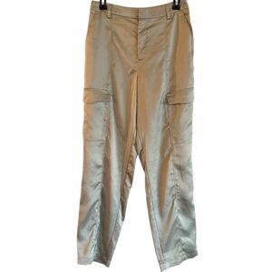 House of Harlow 1960 Sage Green Satin High Rise Wide Leg Cargo Pants Size 6